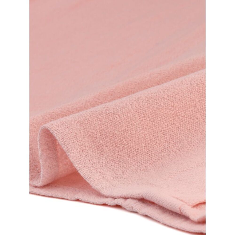 Plus Size Top Short Sleeve Round Neck Cotton Linen Top T Shirt Pink - Picture 5 of 7